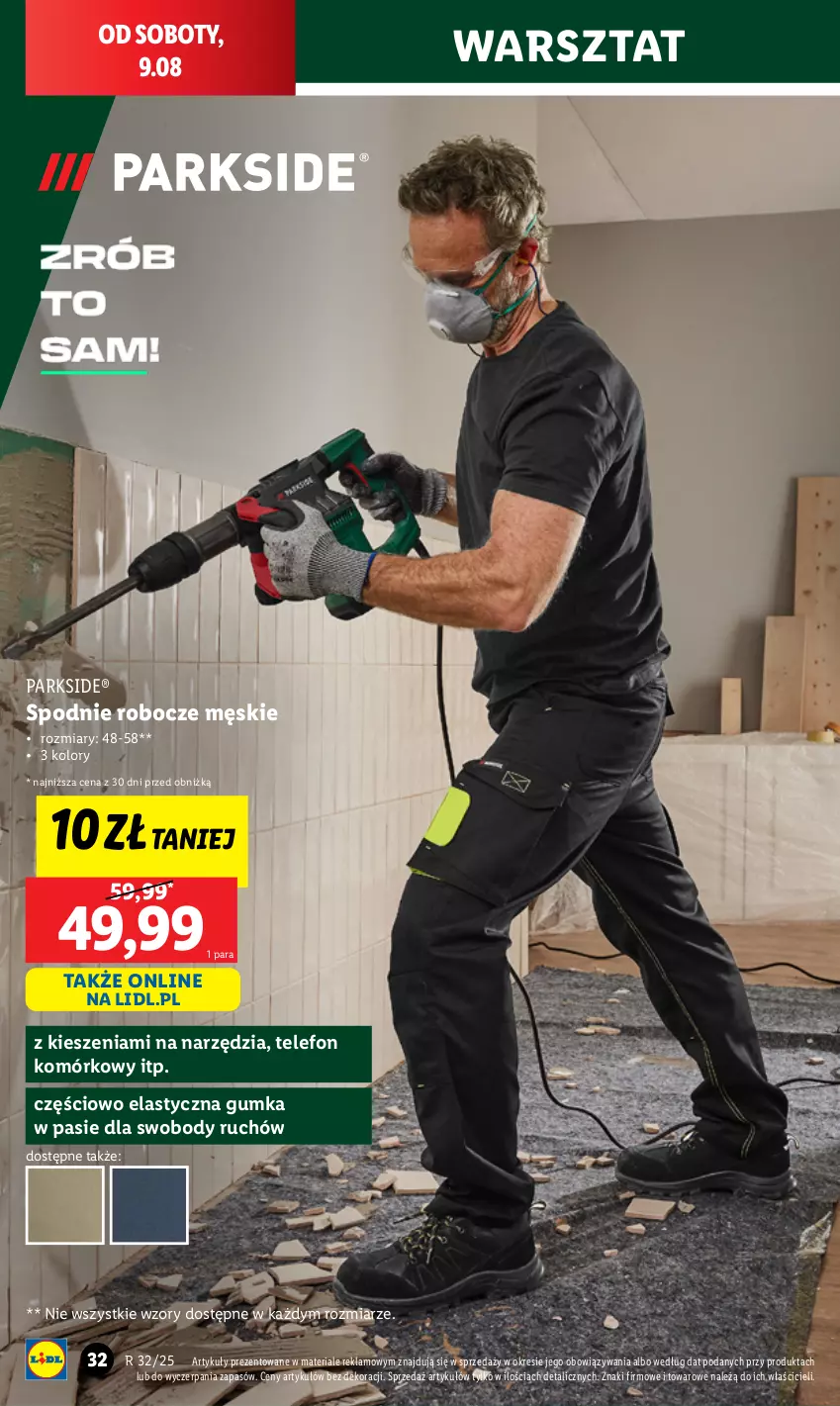 Gazetka promocyjna Lidl - GAZETKA - ważna 04.08 do 10.08.2025 - strona 36 - produkty: Body, Parkside, Spodnie, Telefon