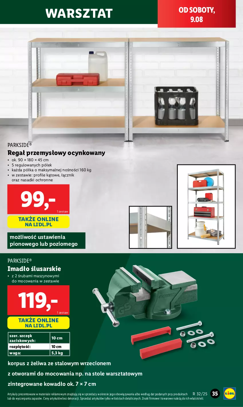 Gazetka promocyjna Lidl - GAZETKA - ważna 04.08 do 10.08.2025 - strona 39 - produkty: Cynk, Parkside, Półka, Regał, Waga