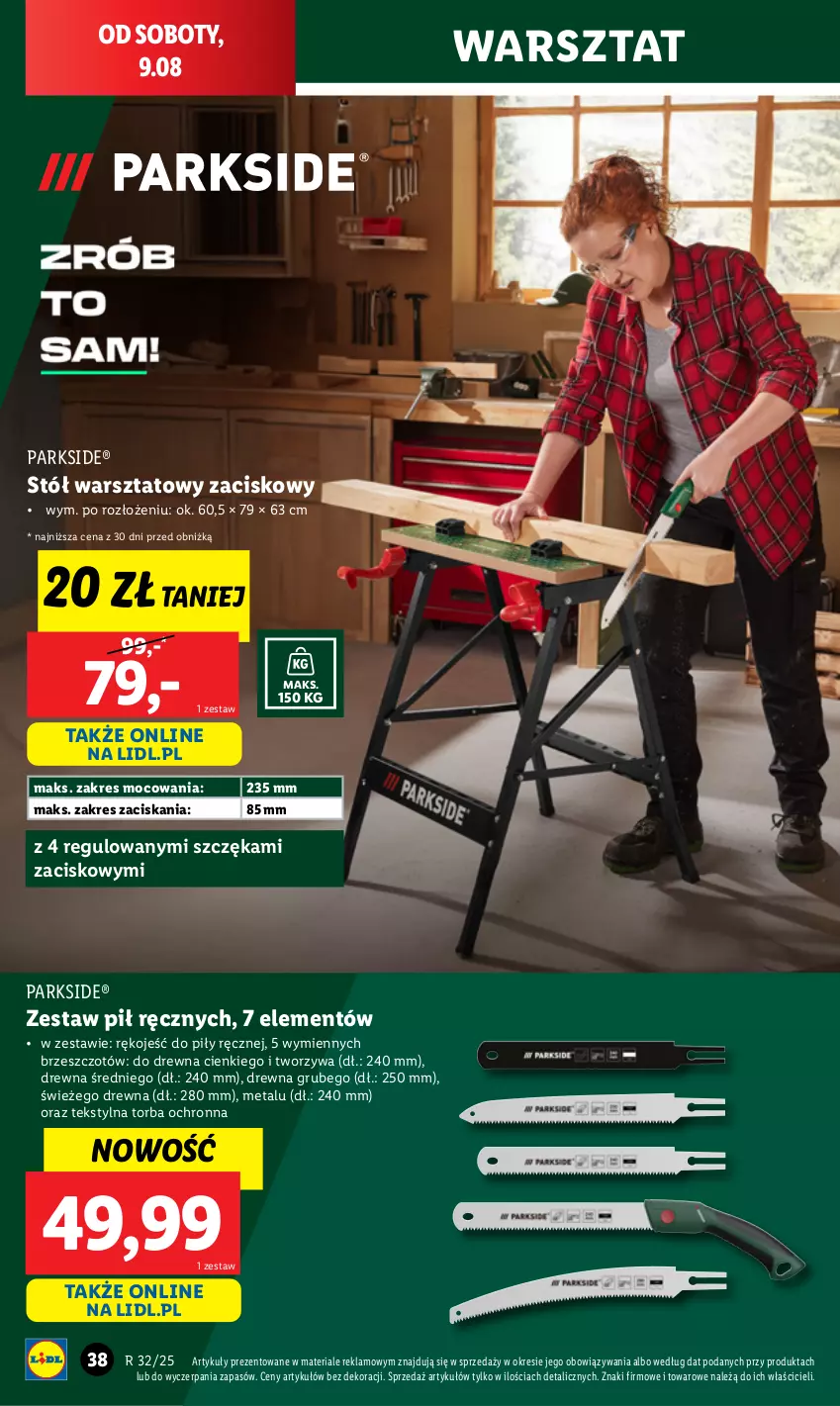Gazetka promocyjna Lidl - GAZETKA - ważna 04.08 do 10.08.2025 - strona 42 - produkty: Parkside, Stół, Stół warsztatowy, Torba