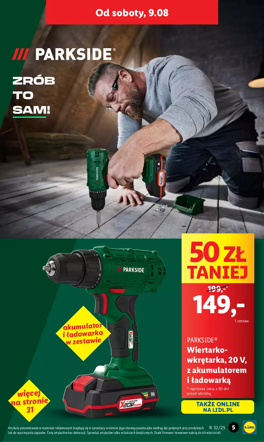 Gazetka promocyjna Lidl - GAZETKA - ważna 04.08 do 10.08.2025 - strona 5 - produkty: Akumulator, Parkside, Tarka, Warka, Wiertarkowkrętarka, Wkręt, Wkrętarka