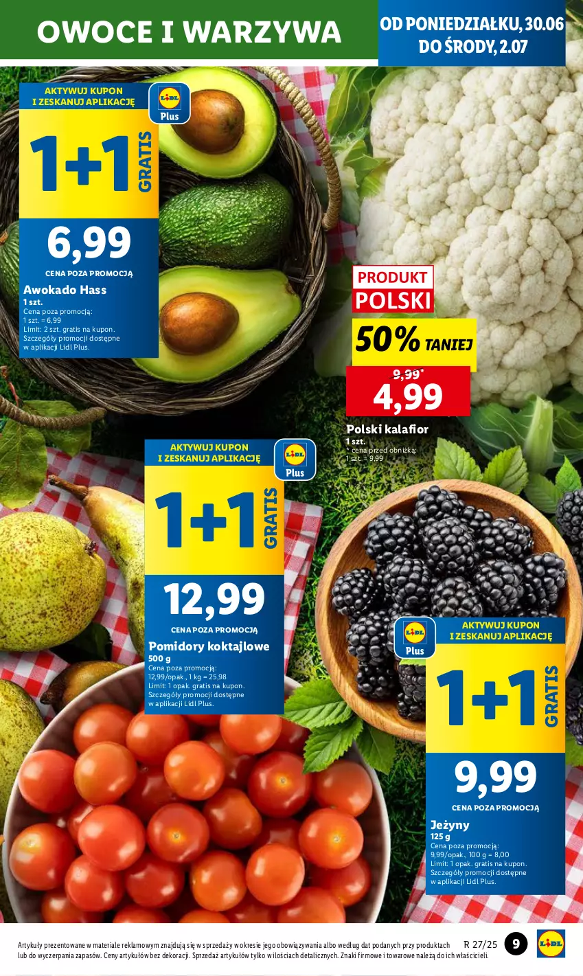 Gazetka promocyjna Lidl - GAZETKA - ważna 30.06 do 02.07.2025 - strona 13 - produkty: Gra, Jeżyny, Kalafior, Owoce, Pomidory, Warzywa