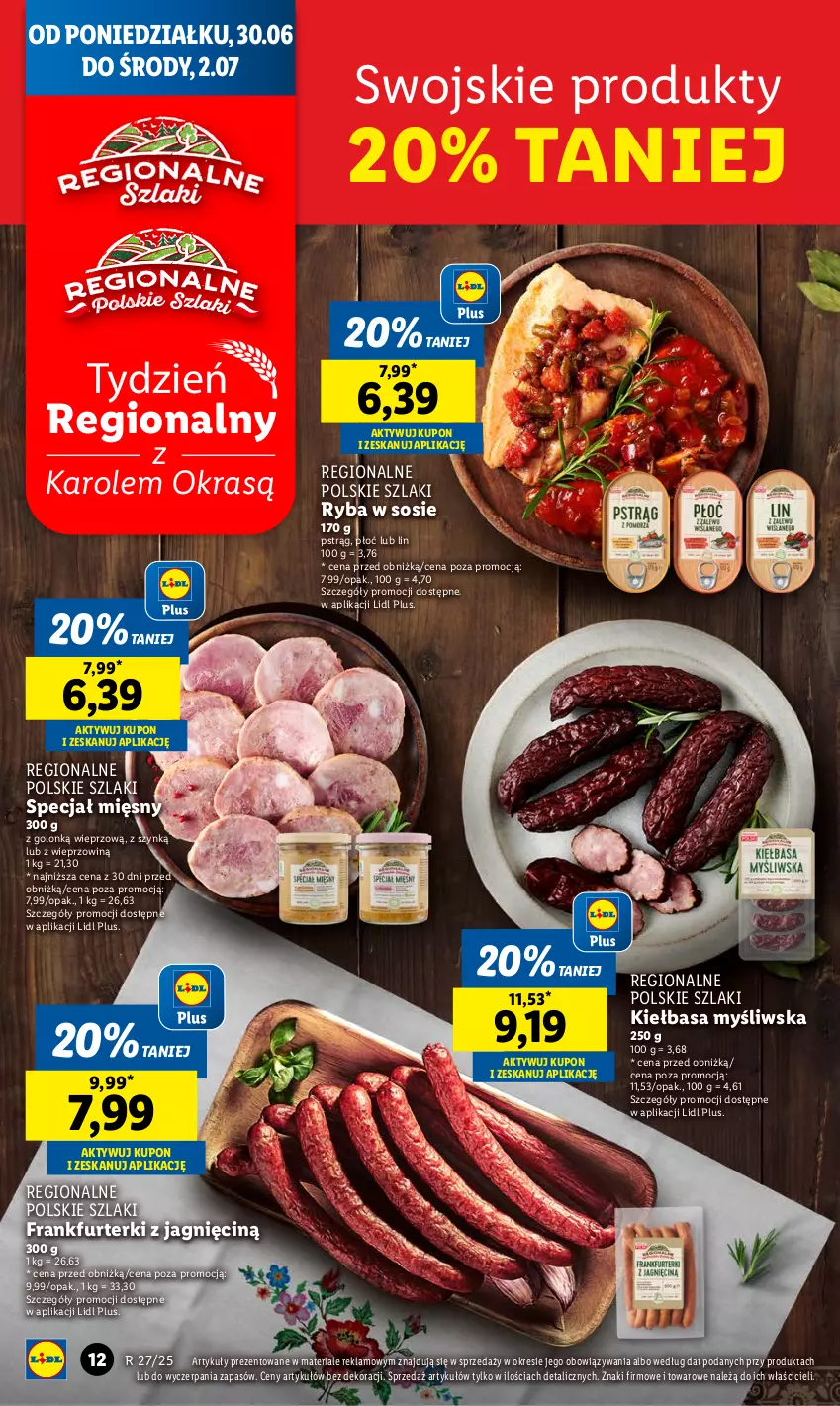 Gazetka promocyjna Lidl - GAZETKA - ważna 30.06 do 02.07.2025 - strona 16 - produkty: Frankfurterki, Kiełbasa, Pstrąg, Ryba, Sos