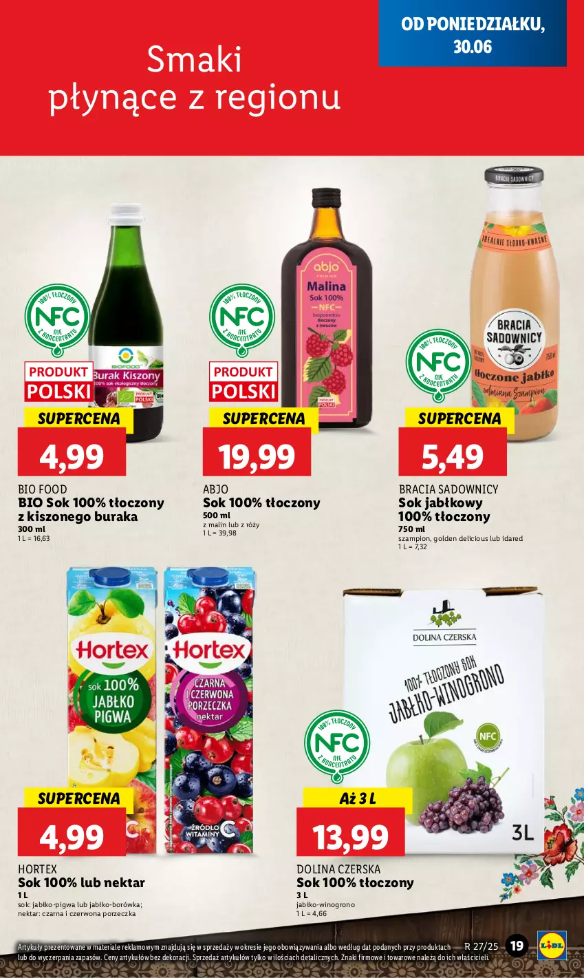 Gazetka promocyjna Lidl - GAZETKA - ważna 30.06 do 02.07.2025 - strona 23 - produkty: Borówka, Hortex, Nektar, Por, Sok, Sok jabłkowy, Szampion, Wino