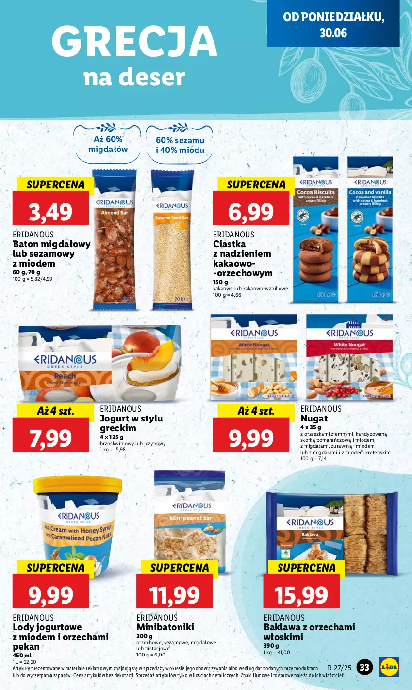 Gazetka promocyjna Lidl - GAZETKA - ważna 30.06 do 02.07.2025 - strona 39 - produkty: Baton, Ciastka, Deser, Jogurt, Kakao, Kret, Lody, Ser, Sezam, Tonik