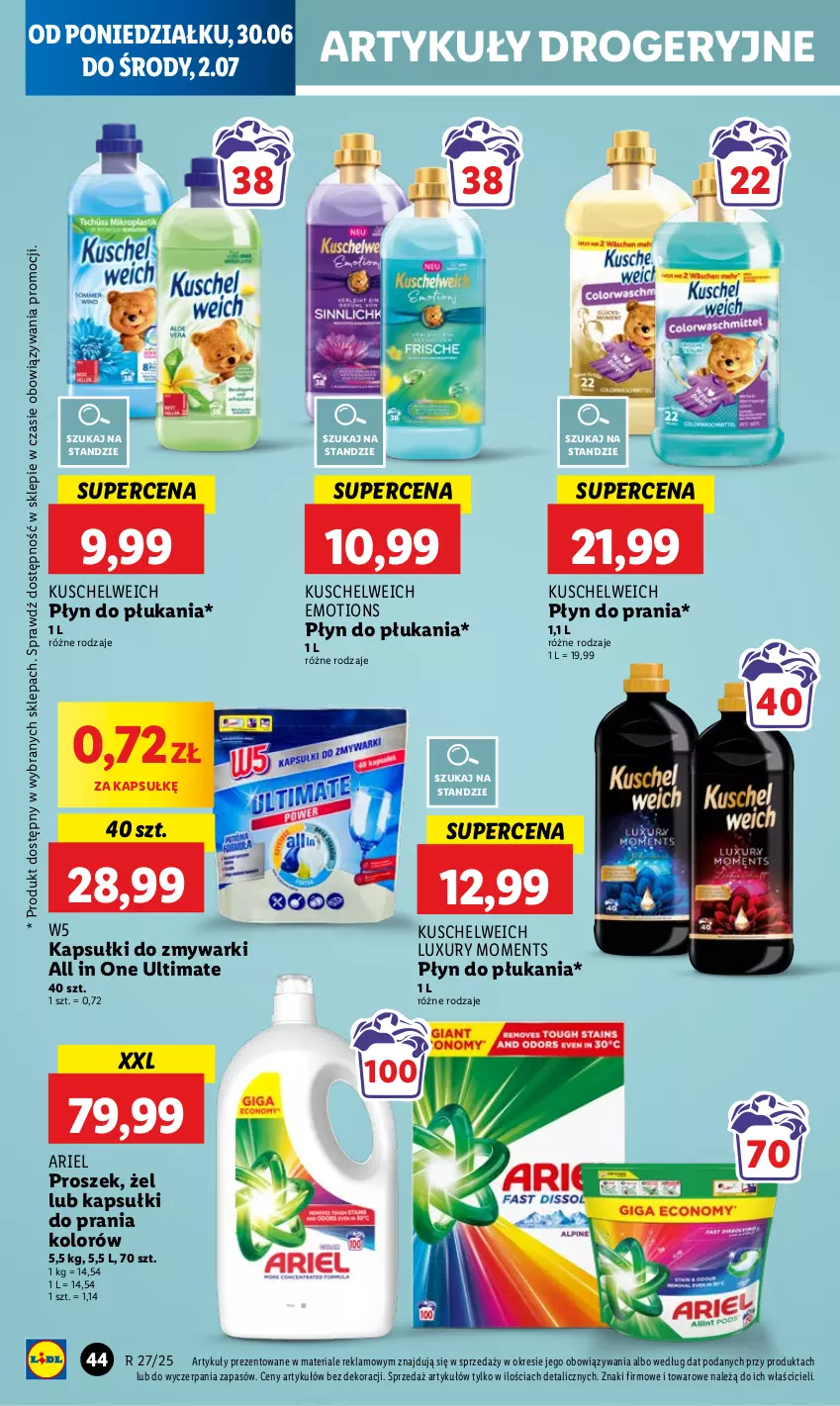 Gazetka promocyjna Lidl - GAZETKA - ważna 30.06 do 02.07.2025 - strona 52 - produkty: Ariel, Kapsułki do prania, Moments, Płyn do płukania, Płyn do prania, Zmywarki