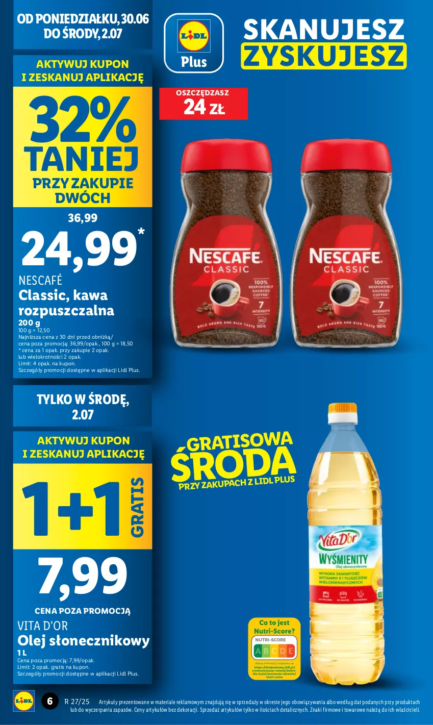 Gazetka promocyjna Lidl - GAZETKA - ważna 30.06 do 02.07.2025 - strona 6 - produkty: Gra, Kawa, Kawa rozpuszczalna, Nescafé, Olej, Olej słonecznikowy