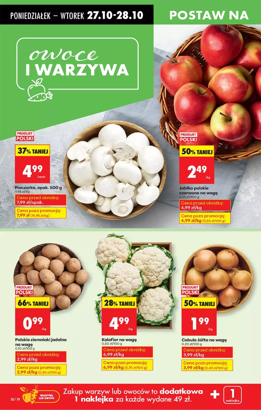 Gazetka promocyjna Biedronka - Od Poniedziałku - ważna 27.10 do 01.11.2025 - strona 20 - produkty: Cebula, Fa, Kalafior, Piec, Pieczarka, Ziemniaki