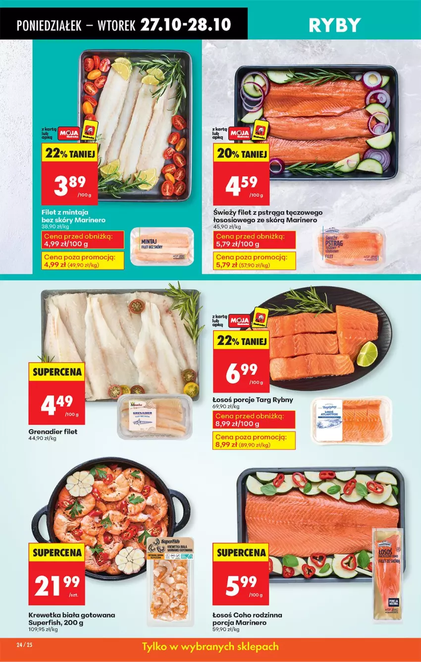 Gazetka promocyjna Biedronka - Od Poniedziałku - ważna 27.10 do 01.11.2025 - strona 30 - produkty: Filet z pstrąga, Grenadier, Mintaj, Por, Pstrąg, Sos