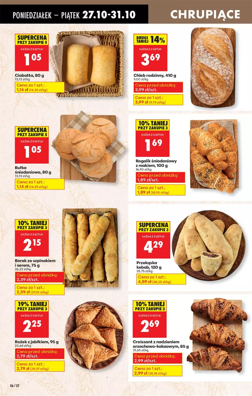 Gazetka promocyjna Biedronka - Od Poniedziałku - ważna 27.10 do 01.11.2025 - strona 32 - produkty: Bułka, Chleb, Ciabatta, Danio, Fa, Kakao, Kebab, Rogal, Ser, Szpinak