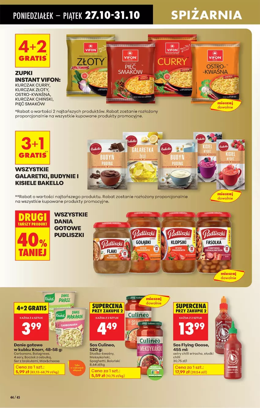 Gazetka promocyjna Biedronka - Od Poniedziałku - ważna 27.10 do 01.11.2025 - strona 54 - produkty: Boczek, Dania gotowe, Danie gotowe, Gala, Galaretki, Gra, Kisiel, Knorr, Kurczak, Por, Pudliszki, Pur, Ser, Sos, Spaghetti
