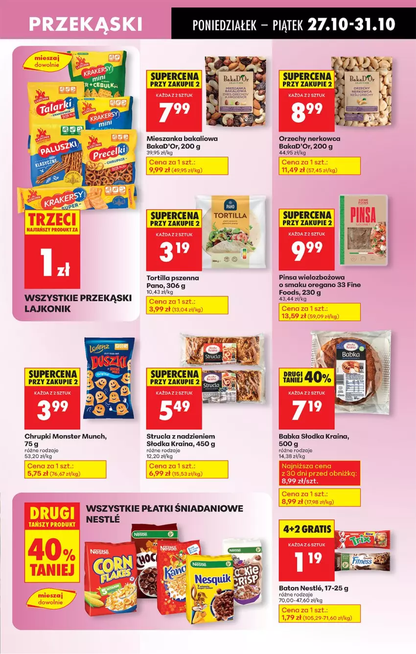 Gazetka promocyjna Biedronka - Od Poniedziałku - ważna 27.10 do 01.11.2025 - strona 67 - produkty: Babka, Baton, Chrupki, Danio, Fa, Gra, Lajkonik, Mieszanka bakaliowa, Monster Munch, Strucla, Tortilla