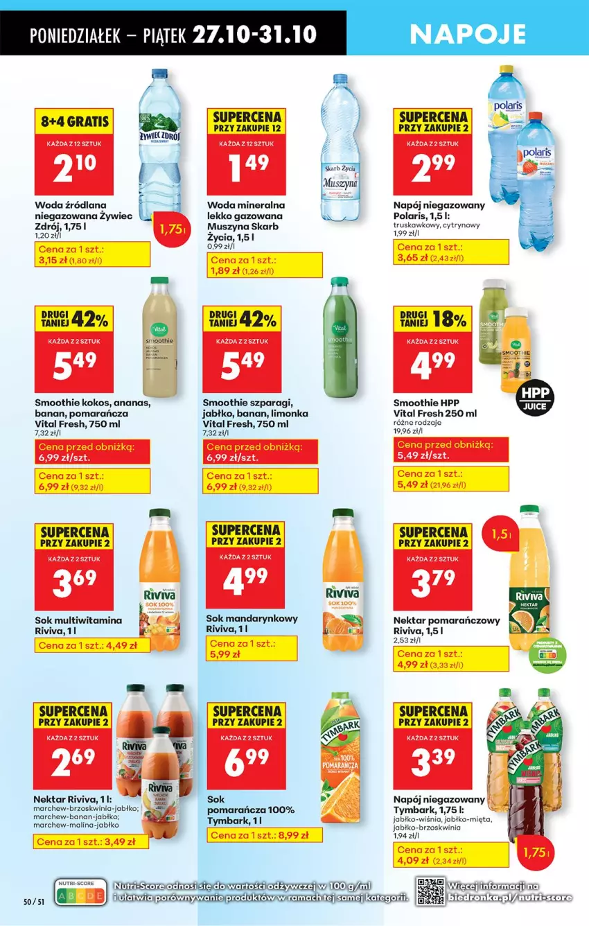 Gazetka promocyjna Biedronka - Od Poniedziałku - ważna 27.10 do 01.11.2025 - strona 68 - produkty: Ananas, Gra, HP, Kokos, LANA, Limonka, Mięta, Mus, Napój, Napój niegazowany, Napoje, Nektar, Smoothie, Sok, Szyna, Tymbark, Woda, Woda mineralna