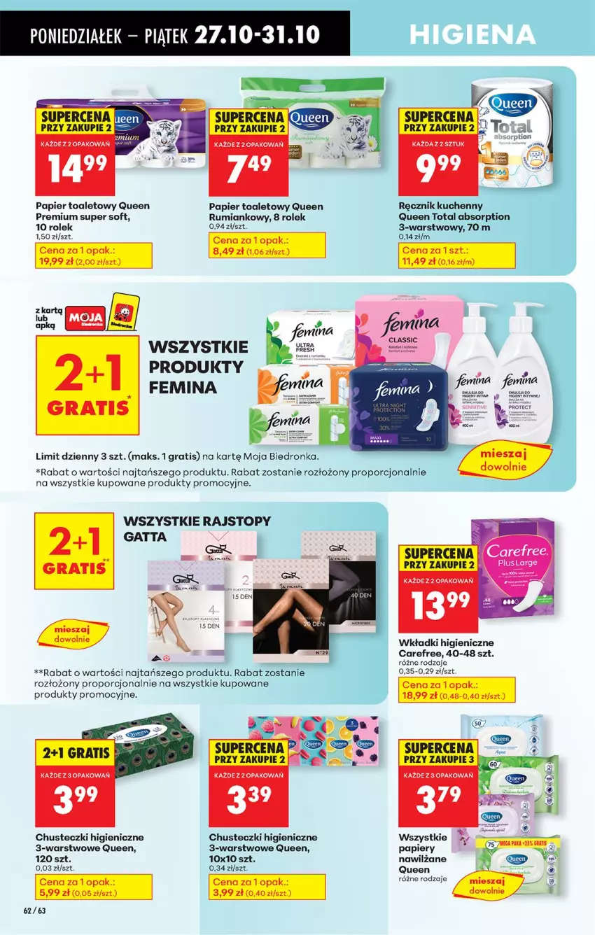 Gazetka promocyjna Biedronka - Od Poniedziałku - ważna 27.10 do 01.11.2025 - strona 80 - produkty: Carefree, Chusteczki, Gatta, Gra, Papier, Papier toaletowy, Por, Rajstopy, Rum, Top, Wkładki