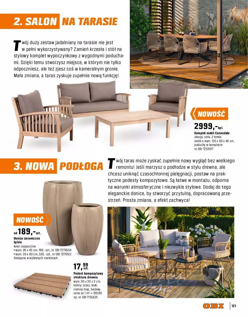 Gazetka promocyjna Obi - Gazetka OBI - ważna 09.04 do 31.10.2025 - strona 121 - produkty: Cappuccino, Fa, Fotel, Jadalnia, Kamera, Poducha, Por, Sofa, Stół, Stolik, Sznurek