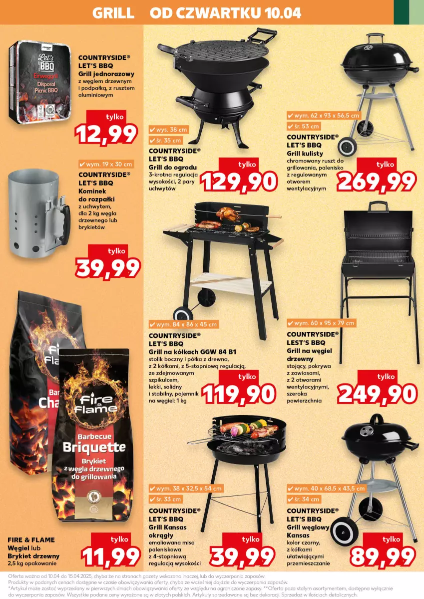 Gazetka promocyjna Kaufland - Kaufland - ważna 14.04 do 15.04.2025 - strona 21 - produkty: Brykiet drzewny, Grill, Kominek, Palenisko, Pojemnik, Pokrywa, Półka, Sok, Stolik, Top, Węgiel drzewny