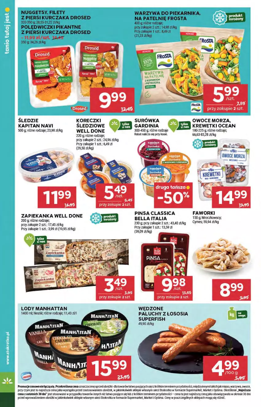 Gazetka promocyjna Stokrotka - Supermarket - ważna 05.02 do 11.02.2026 - strona 32 - produkty: Fa, Faworki, Frosta, Krewetki, Kurczak, Lody, Mięso, Optima, Owoce, Owoce morza, Piekarnik, Sos, Surówka, Warzywa