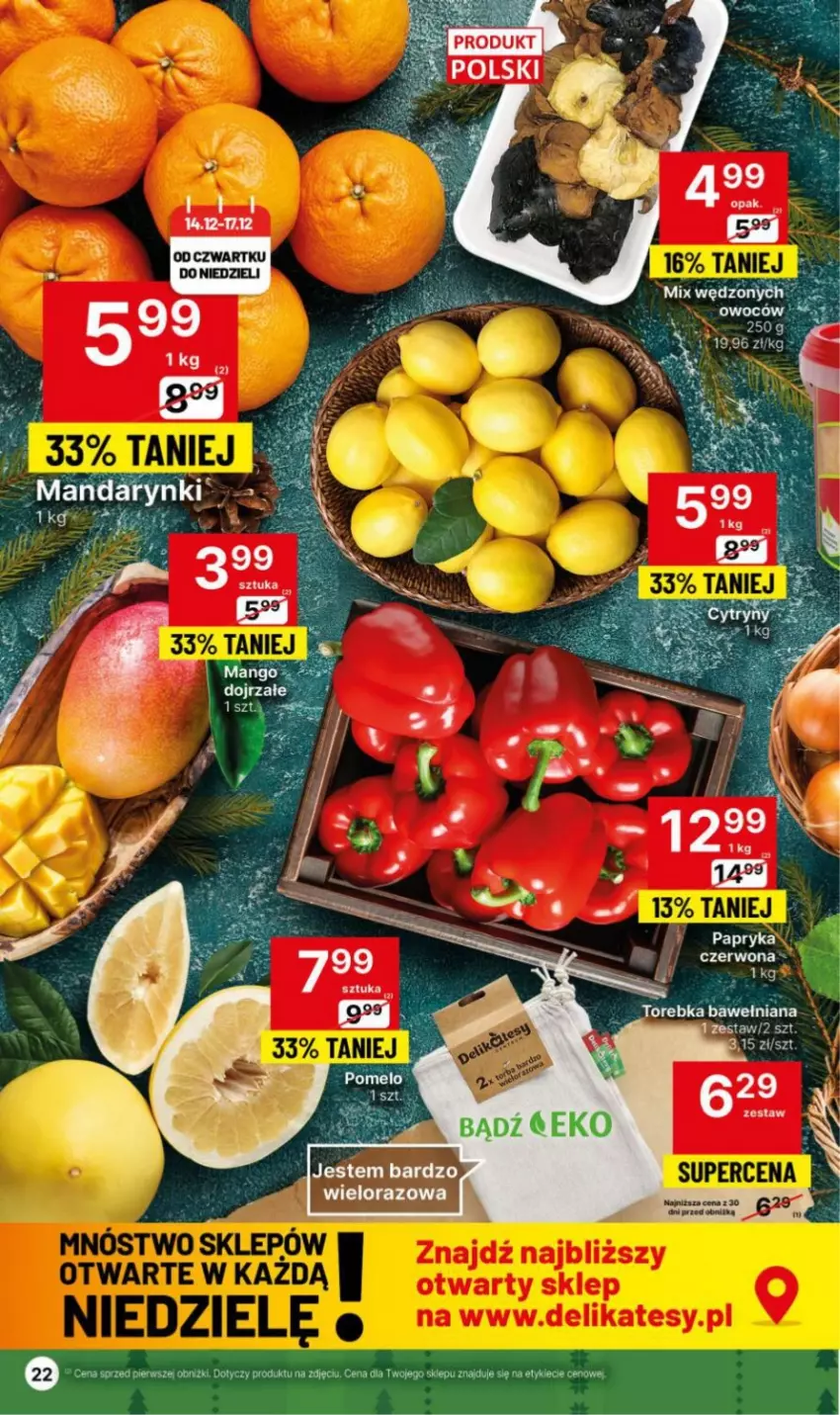 Gazetka promocyjna Delikatesy Centrum - Dyskontowe ceny w Delikatesach Centrum - ważna 14.12 do 26.12.2023 - strona 22 - produkty: Pomelo, Torebka