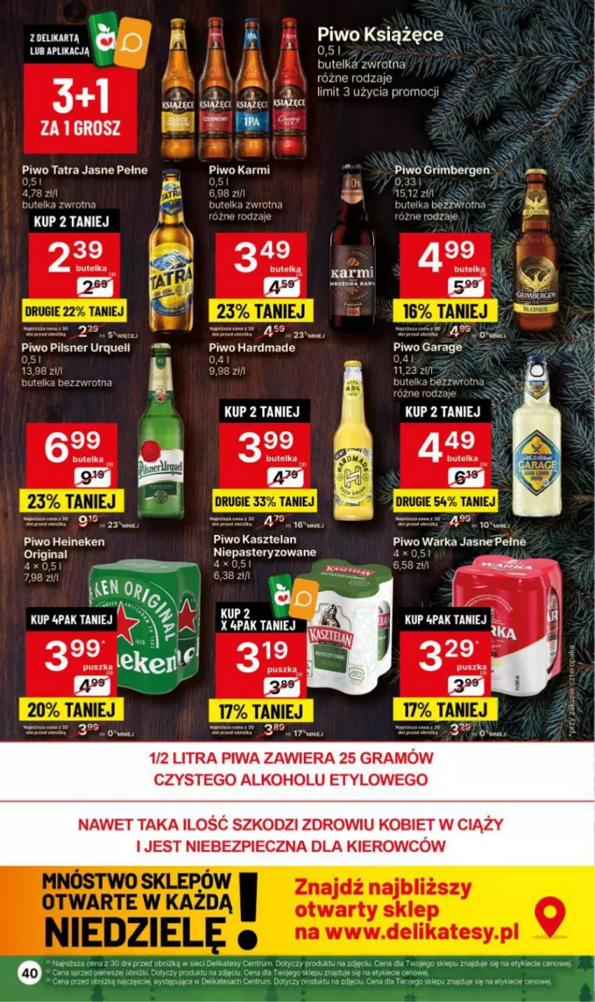 Gazetka promocyjna Delikatesy Centrum - Dyskontowe ceny w Delikatesach Centrum - ważna 14.12 do 26.12.2023 - strona 40 - produkty: Gra, Heineken, Karmi, Kasztelan, Kawa, Książęce, Piec, Pilsner Urquell, Piwa, Piwo, Rum, Tatra, Warka