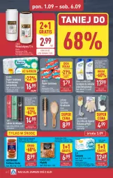 Gazetka promocyjna Aldi - Pełna oferta - Gazetka - ważna od 06.09 do 06.09.2025 - strona 20 - produkty: Rum, Gin, Gra, Papier, Migdały, Body, Szczotka, Szczotka do włosów, Taft, Tampony, Papier toaletowy, Szampon, Lakier do włosów, Olej, Kiełbasa, O.B., Lakier, Wkład olejowy, Kiełbasa śląska