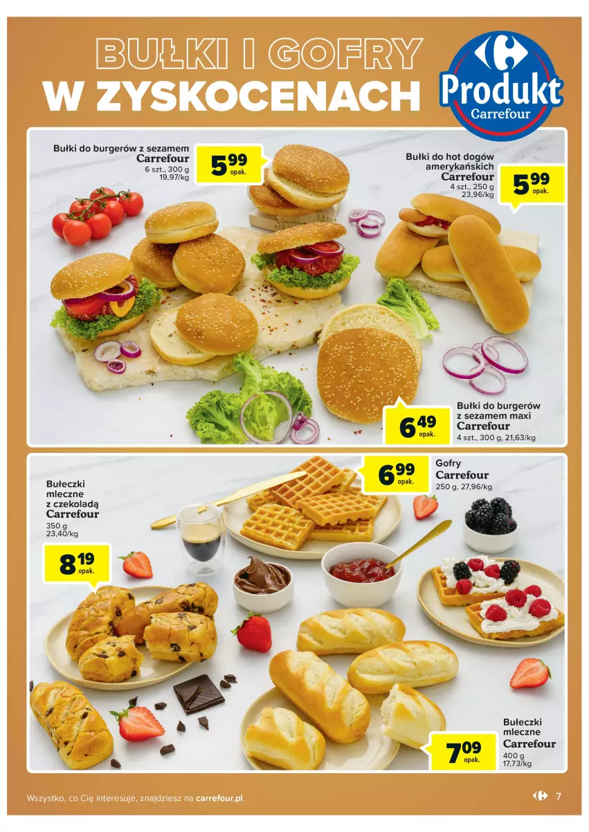 Gazetka promocyjna Carrefour - Gazetka Targ świeżości - ważna 06.09 do 12.09.2022 - strona 7 - produkty: Bułeczki, Bułki do hot dogów, Burger, Hot dog, Sezam