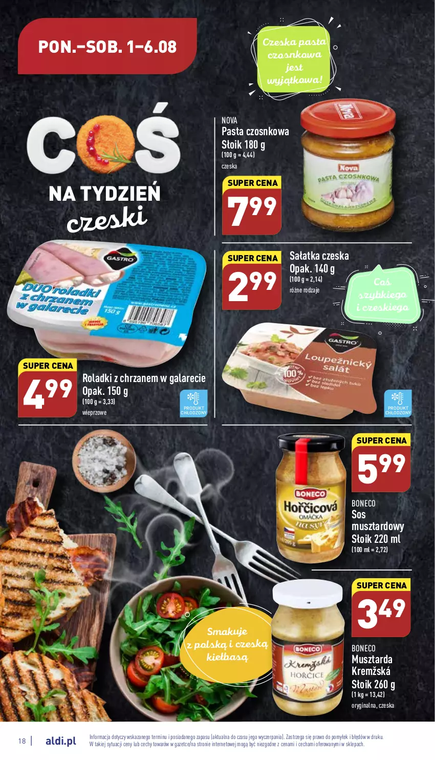 Gazetka promocyjna Aldi - Katalog spożywczy - ważna 01.08 do 06.08.2022 - strona 18 - produkty: Chrzan, Gala, Gin, Mus, Musztarda, Sałat, Sałatka, Sos