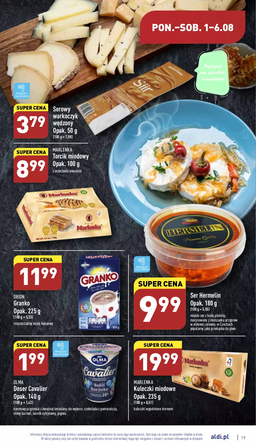 Gazetka promocyjna Aldi - Katalog spożywczy - ważna 01.08 do 06.08.2022 - strona 19 - produkty: Czekolada, Deser, Gra, Kakao, Koc, Napój, Olma, Piwa, Ser