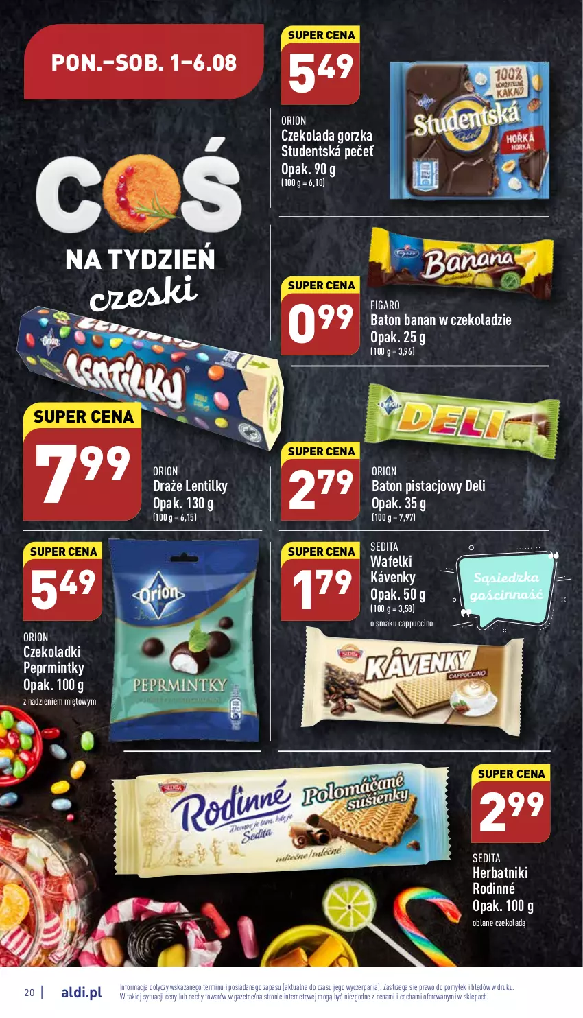 Gazetka promocyjna Aldi - Katalog spożywczy - ważna 01.08 do 06.08.2022 - strona 20 - produkty: Baton, Cappuccino, Czekolada, Czekolada gorzka, Herbatniki