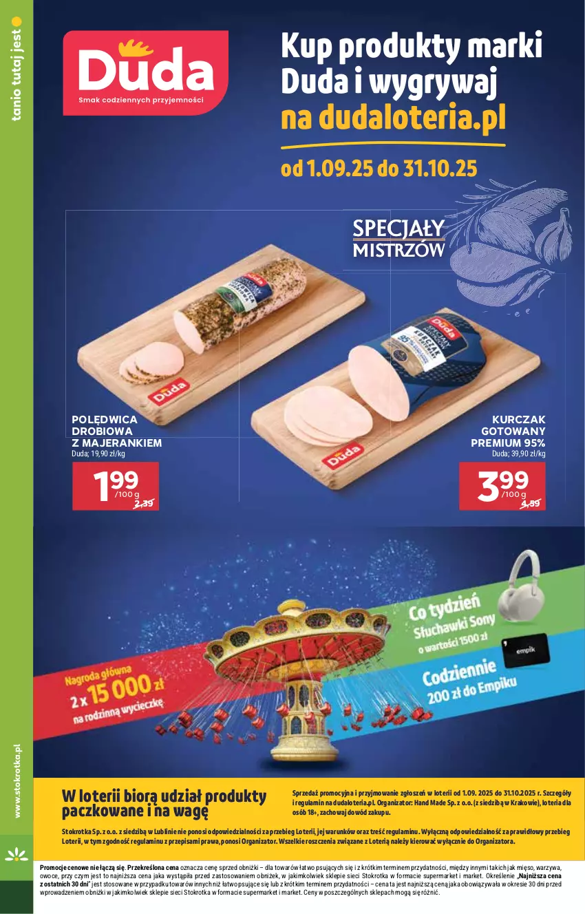 Gazetka promocyjna Stokrotka - Supermarket - ważna 25.09 do 01.10.2025 - strona 10 - produkty: Duda, Gry, Kurczak, Kurczak gotowany, Mięso, Owoce, Polędwica, Warzywa