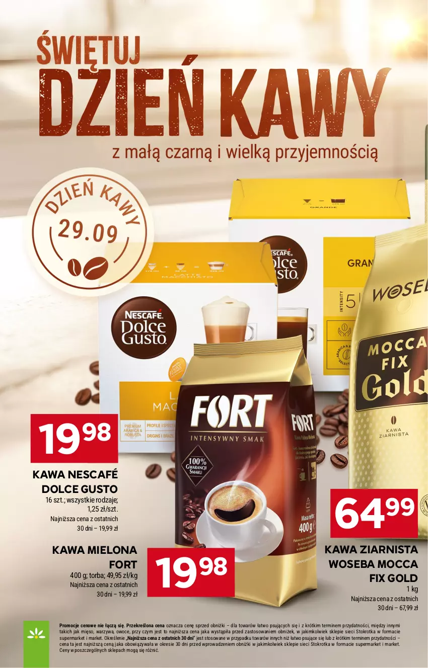 Gazetka promocyjna Stokrotka - Supermarket - ważna 25.09 do 01.10.2025 - strona 18 - produkty: Dolce Gusto, Kawa, Kawa mielona, Kawa ziarnista, Mięso, Mocca Fix Gold, Nescafé, Owoce, Torba, Warzywa, Woseba