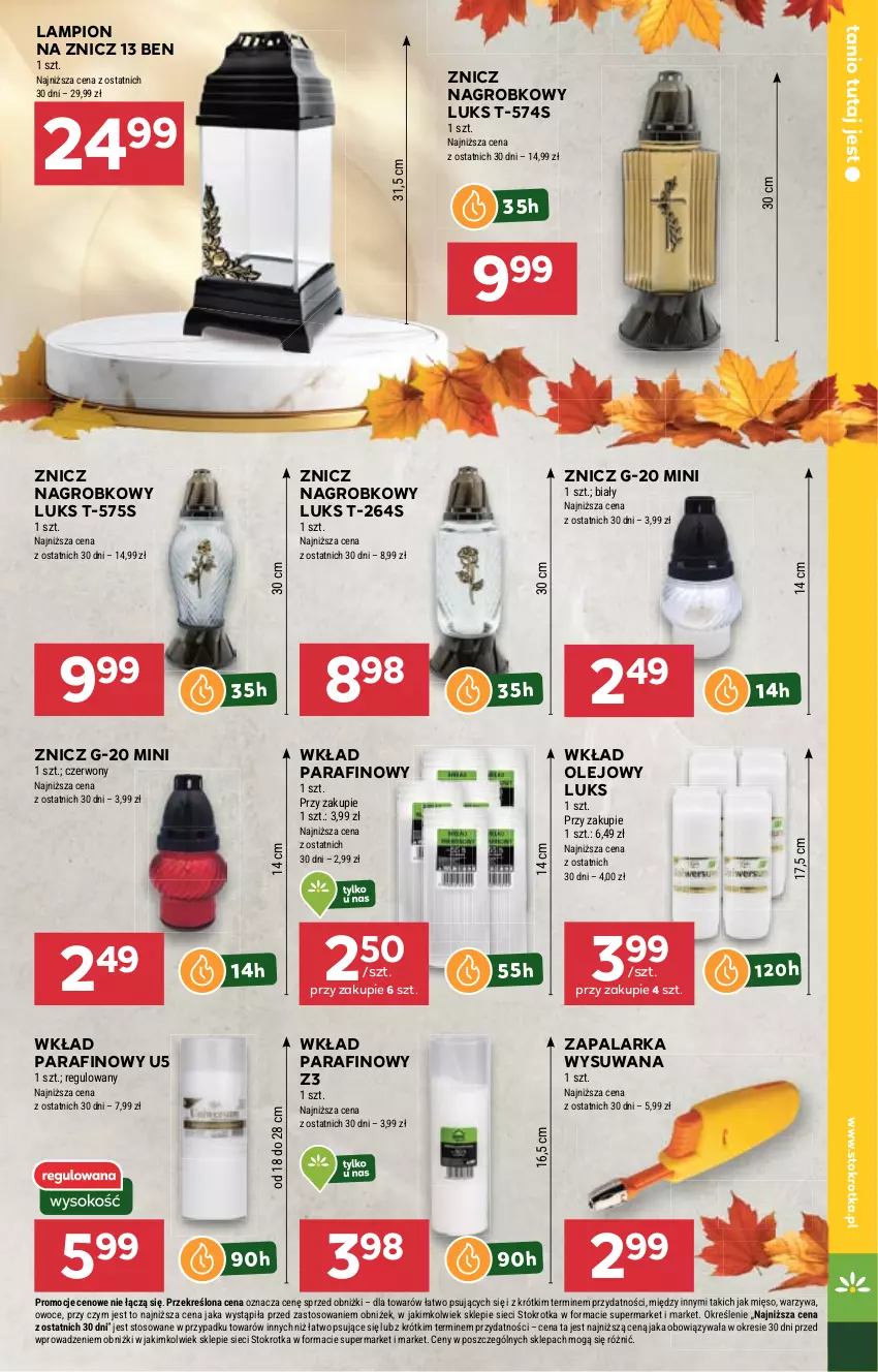 Gazetka promocyjna Stokrotka - Supermarket - ważna 25.09 do 01.10.2025 - strona 35 - produkty: Lampion, Mięso, Olej, Owoce, Warzywa, Wkład olejowy, Zapalarka, Znicz