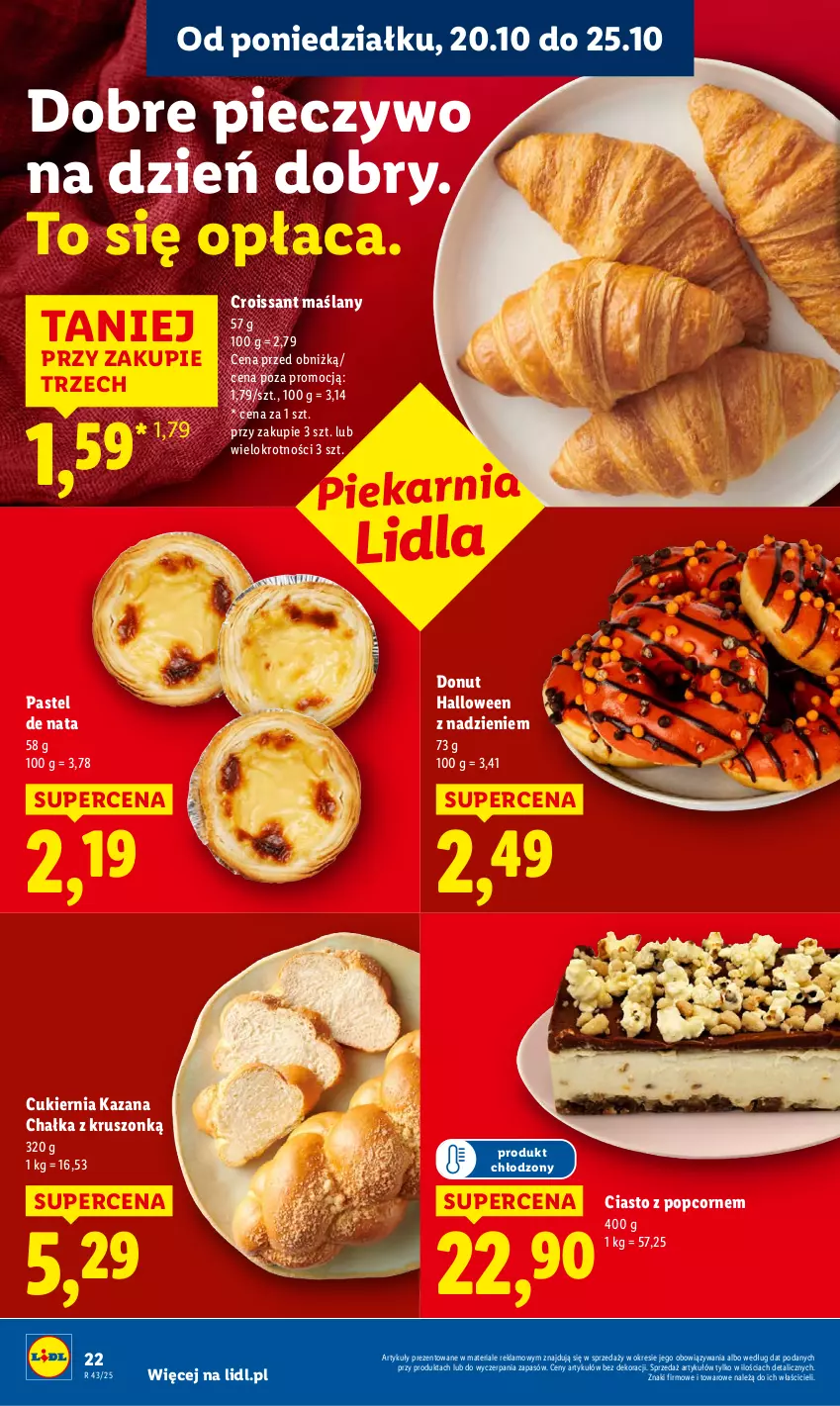 Gazetka promocyjna Lidl - GAZETKA - ważna 20.10 do 22.10.2025 - strona 22 - produkty: Croissant, Cukier, Donut, Piec, Pieczywo, Popcorn