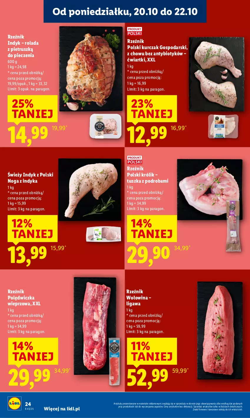 Gazetka promocyjna Lidl - GAZETKA - ważna 20.10 do 22.10.2025 - strona 24 - produkty: Królik, Kurczak, Piec, Polędwiczka wieprzowa, Rolada, Tusz, Wołowina