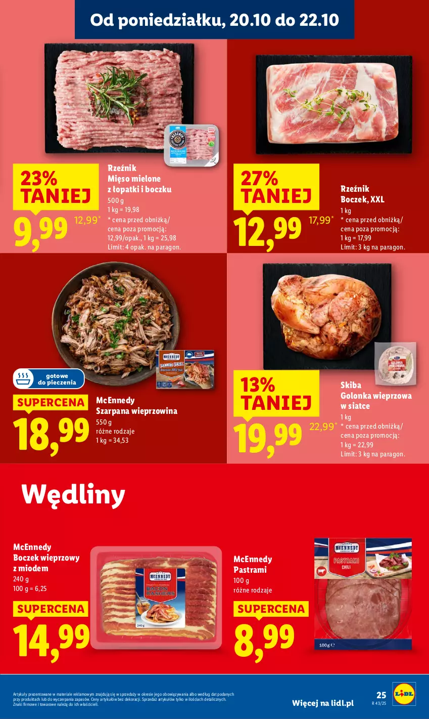 Gazetka promocyjna Lidl - GAZETKA - ważna 20.10 do 22.10.2025 - strona 25 - produkty: Boczek, Boczek wieprzowy, Golonka wieprzowa, Mięso, Mięso mielone, Piec, Wieprzowina