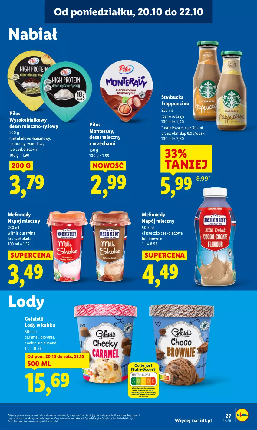 Gazetka promocyjna Lidl - GAZETKA - ważna 20.10 do 22.10.2025 - strona 27 - produkty: Brownie, Czekolada, Deser, Deser mleczny, Lody, Monte, Napój, Napój mleczny, Pilos, Ryż, Ser, Sok, Tera, Wazon