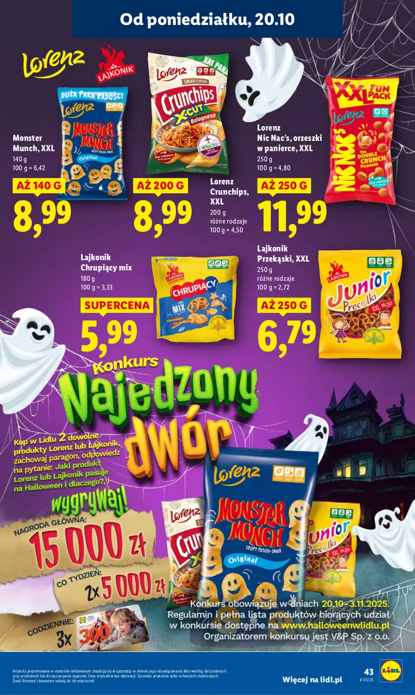 Gazetka promocyjna Lidl - GAZETKA - ważna 20.10 do 22.10.2025 - strona 43 - produkty: Crunchips, Lajkonik, Lorenz, Monster Munch, Orzeszki