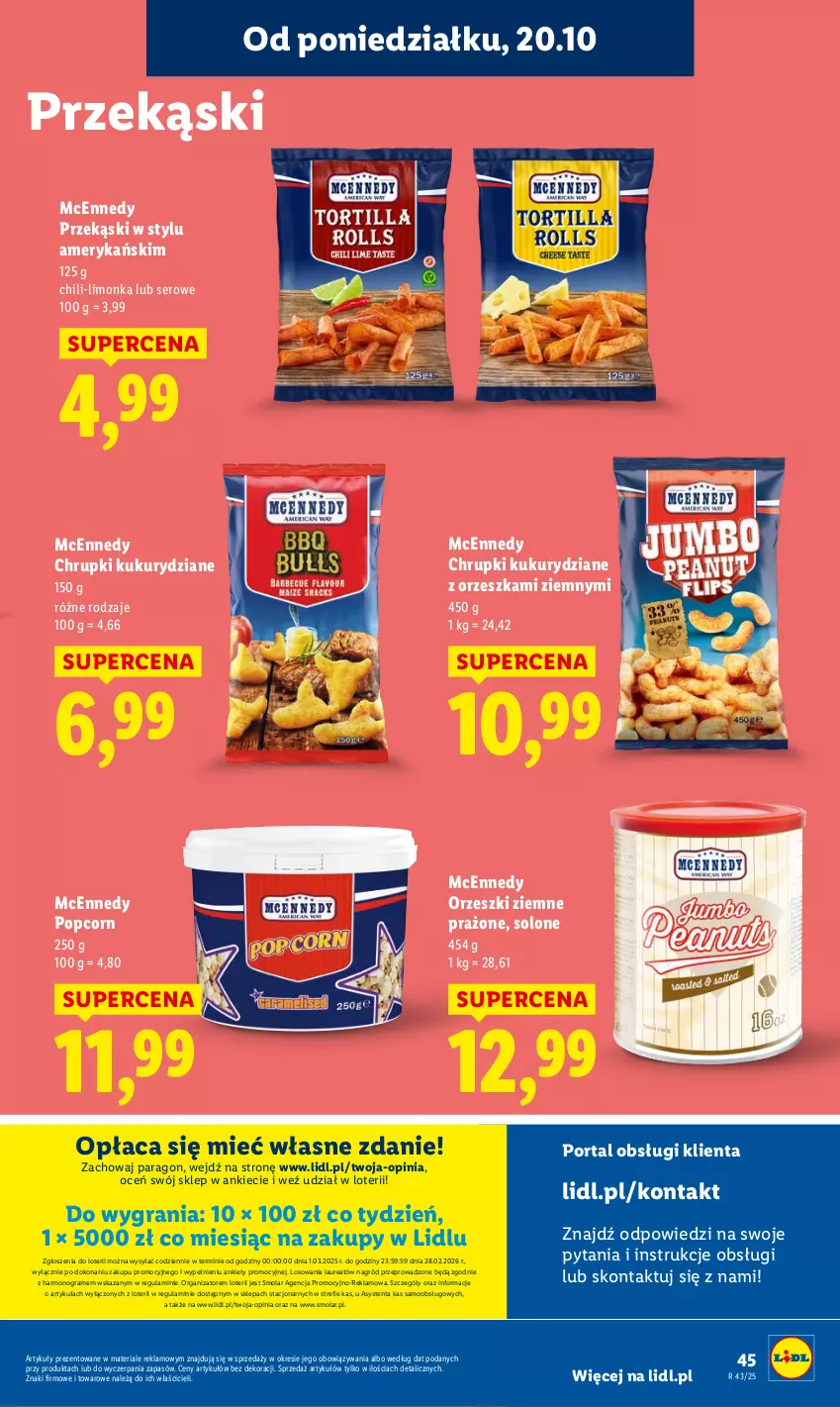 Gazetka promocyjna Lidl - GAZETKA - ważna 20.10 do 22.10.2025 - strona 45 - produkty: Chrupki, Gra, Laur, Limonka, Mola, Orzeszki, Orzeszki ziemne, Popcorn, Por, Portal, Ser