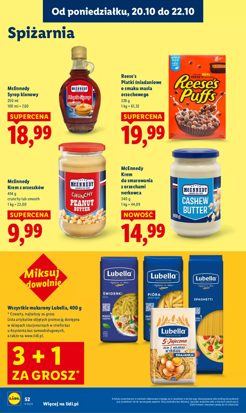 Gazetka promocyjna Lidl - GAZETKA - ważna 20.10 do 22.10.2025 - strona 52 - produkty: Bell, Bella, Danio, Lubella, Makaron, Syrop