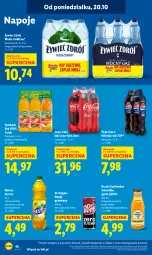 Gazetka promocyjna Lidl - GAZETKA - Gazetka - ważna od 22.10 do 22.10.2025 - strona 46 - produkty: Sok, 7up, Ice tea, Mirinda, Coca-Cola, Napoje, LANA, Pepsi, Napój gazowany, Tymbark, Smoothie, Woda, Herbata, Mango, Napój, Nestea, Kokos