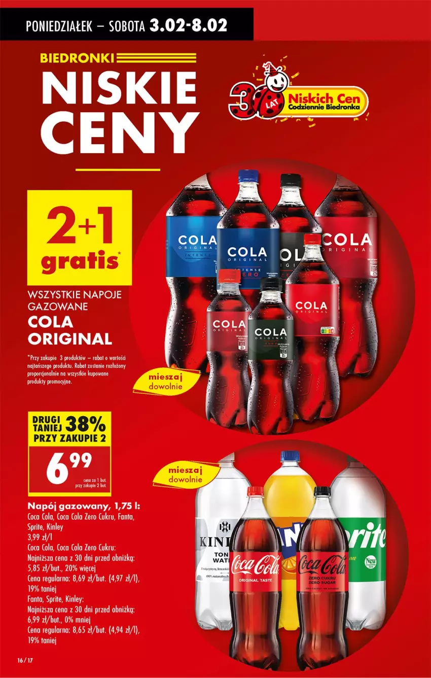 Gazetka promocyjna Biedronka - Od Poniedziałku - ważna 03.02 do 08.02.2025 - strona 16 - produkty: Ba!, Fa, Fanta, Gin, Napój, Napój gazowany, Napoje, Por, Sprite