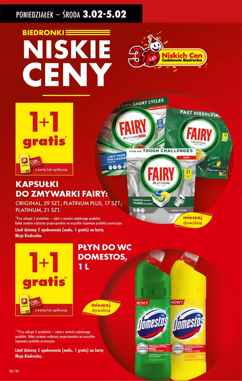 Gazetka promocyjna Biedronka - Od Poniedziałku - ważna 03.02 do 08.02.2025 - strona 22 - produkty: Domestos, Fa, Fairy, Gin, Gra, Por, Zmywarki