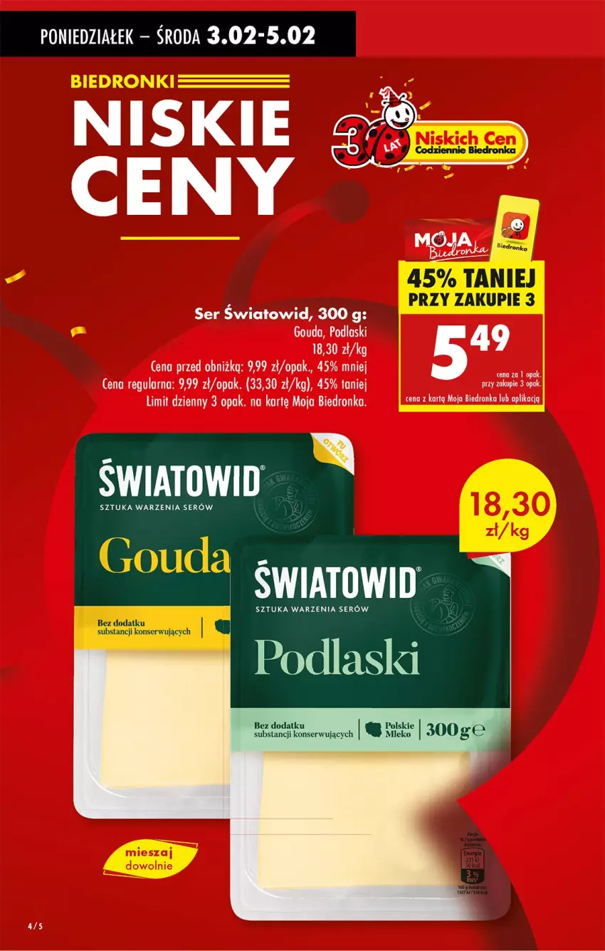 Gazetka promocyjna Biedronka - Od Poniedziałku - ważna 03.02 do 08.02.2025 - strona 4 - produkty: Gouda, Podlaski, Ser