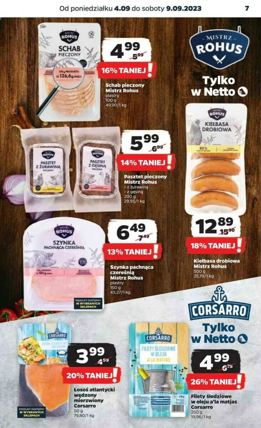 Gazetka promocyjna Netto - ważna 04.09 do 10.09.2023 - strona 22 - produkty: Kiełbasa, Matjas, Olej, Pasztet, Piec, Schab pieczony, Szynka