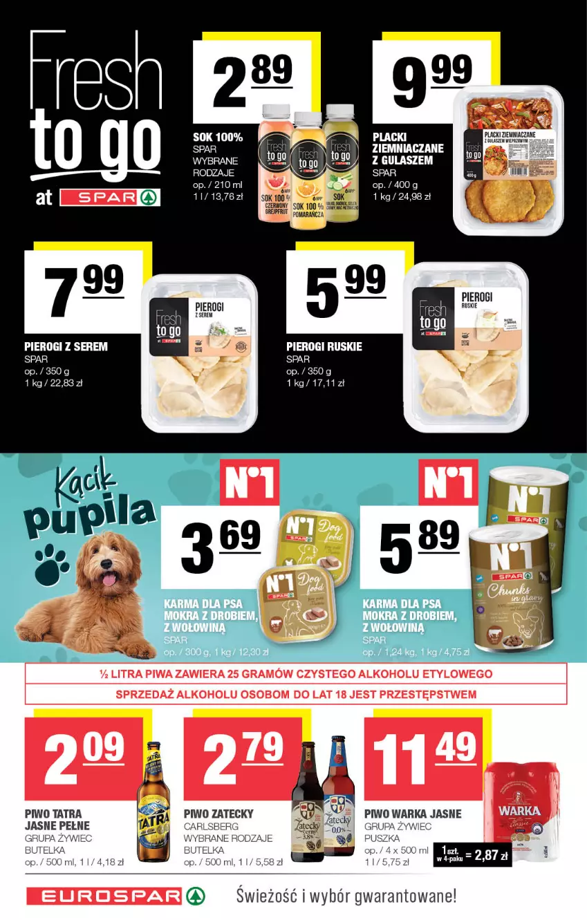 Gazetka promocyjna Spar - EuroSpar - ważna 01.01 do 11.01.2023 - strona 10 - produkty: Carlsberg, LG, Pierogi, Piwo, Ser, Sok, Tatra, Warka