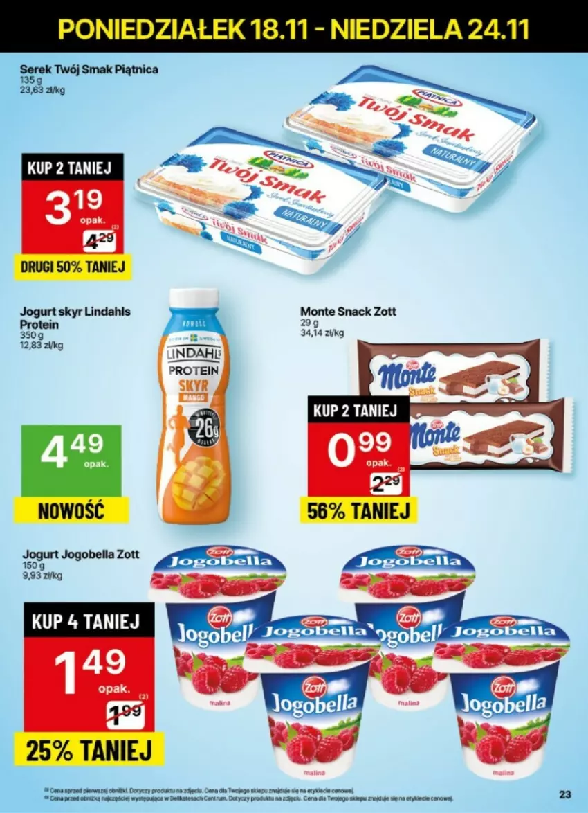 Gazetka promocyjna Delikatesy Centrum - ważna 18.11 do 24.11.2024 - strona 16 - produkty: Jogurt, Monte, Piątnica, Rum, Twój Smak, Zott