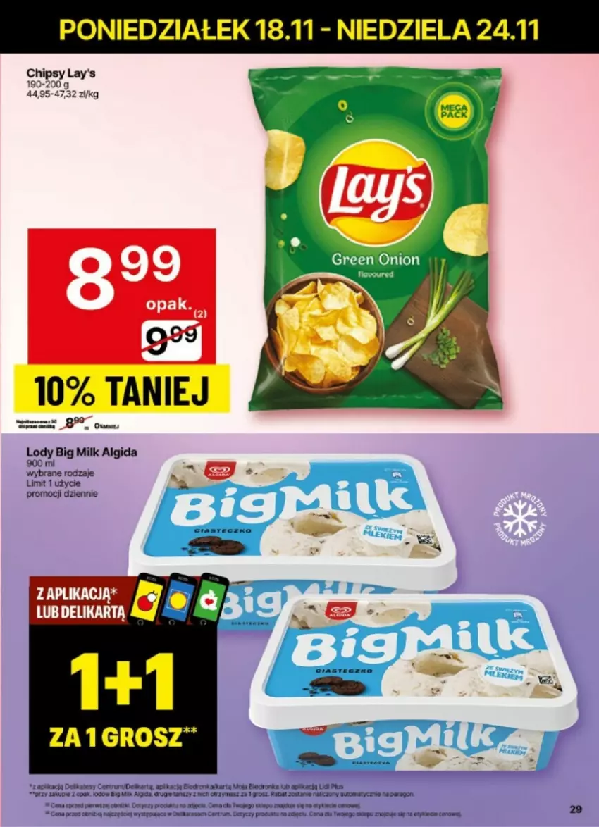 Gazetka promocyjna Delikatesy Centrum - ważna 18.11 do 24.11.2024 - strona 22 - produkty: Algida, Big Milk, LG, Lody