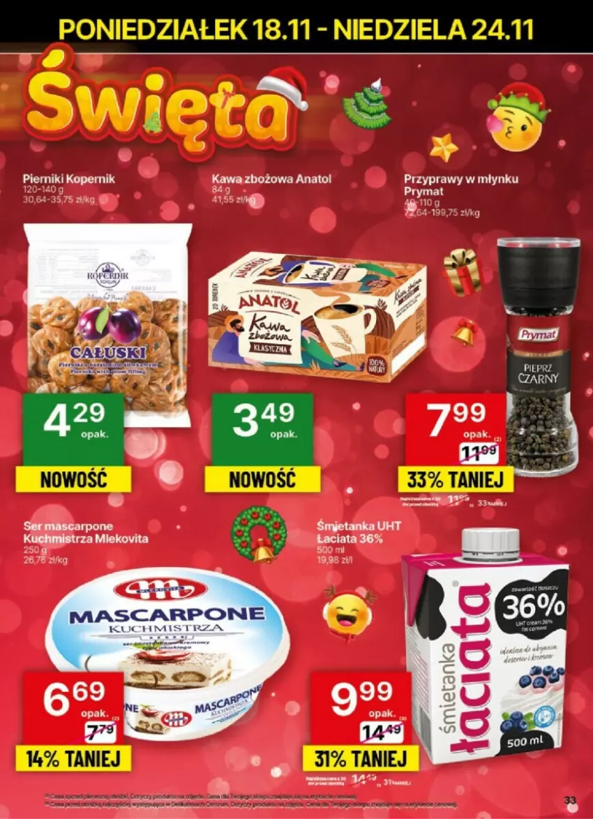 Gazetka promocyjna Delikatesy Centrum - ważna 18.11 do 24.11.2024 - strona 27 - produkty: Kawa, Kawa zbożowa, Mascarpone, Piernik, Prymat, Przyprawy, Ser