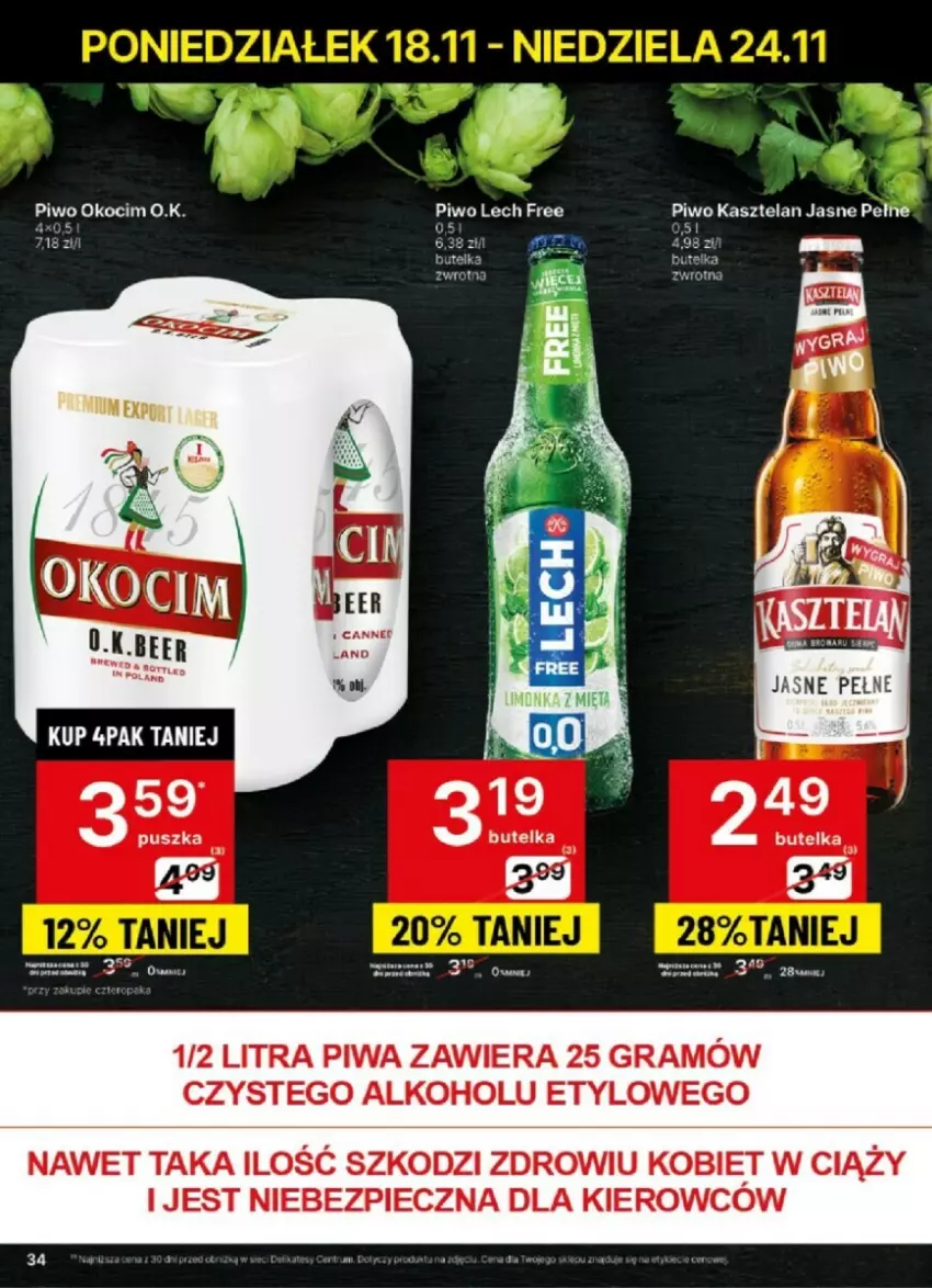 Gazetka promocyjna Delikatesy Centrum - ważna 18.11 do 24.11.2024 - strona 28 - produkty: Gra, Kasztelan, Koc, Okocim, Piec, Piwa, Piwo