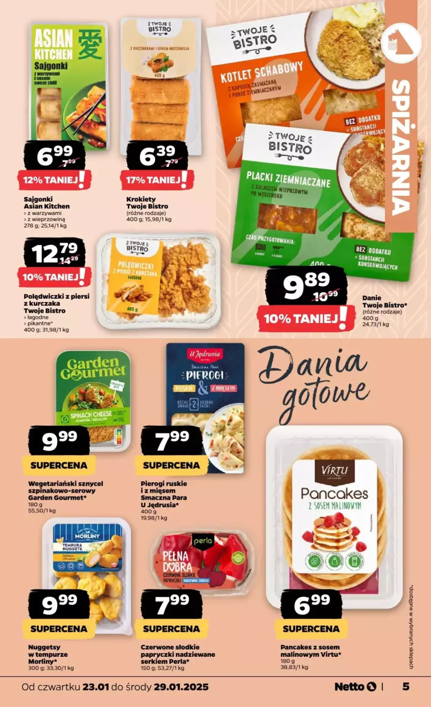 Gazetka promocyjna Netto - ważna 23.01 do 29.01.2025 - strona 13 - produkty: Krokiety, Kurczak, Morliny, Papryczki nadziewane, Pierogi, Pur, Sajgonki, Ser, Sos, Szpinak, Virtu, Warzywa