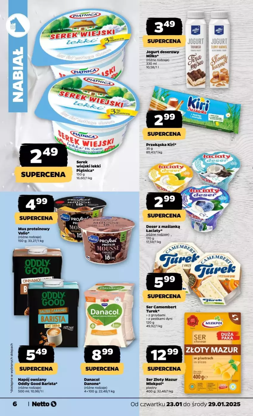 Gazetka promocyjna Netto - ważna 23.01 do 29.01.2025 - strona 14 - produkty: Camembert, Danone, Deser, Jogurt, Mus, Napój, Piątnica, Ser, Złoty Mazur