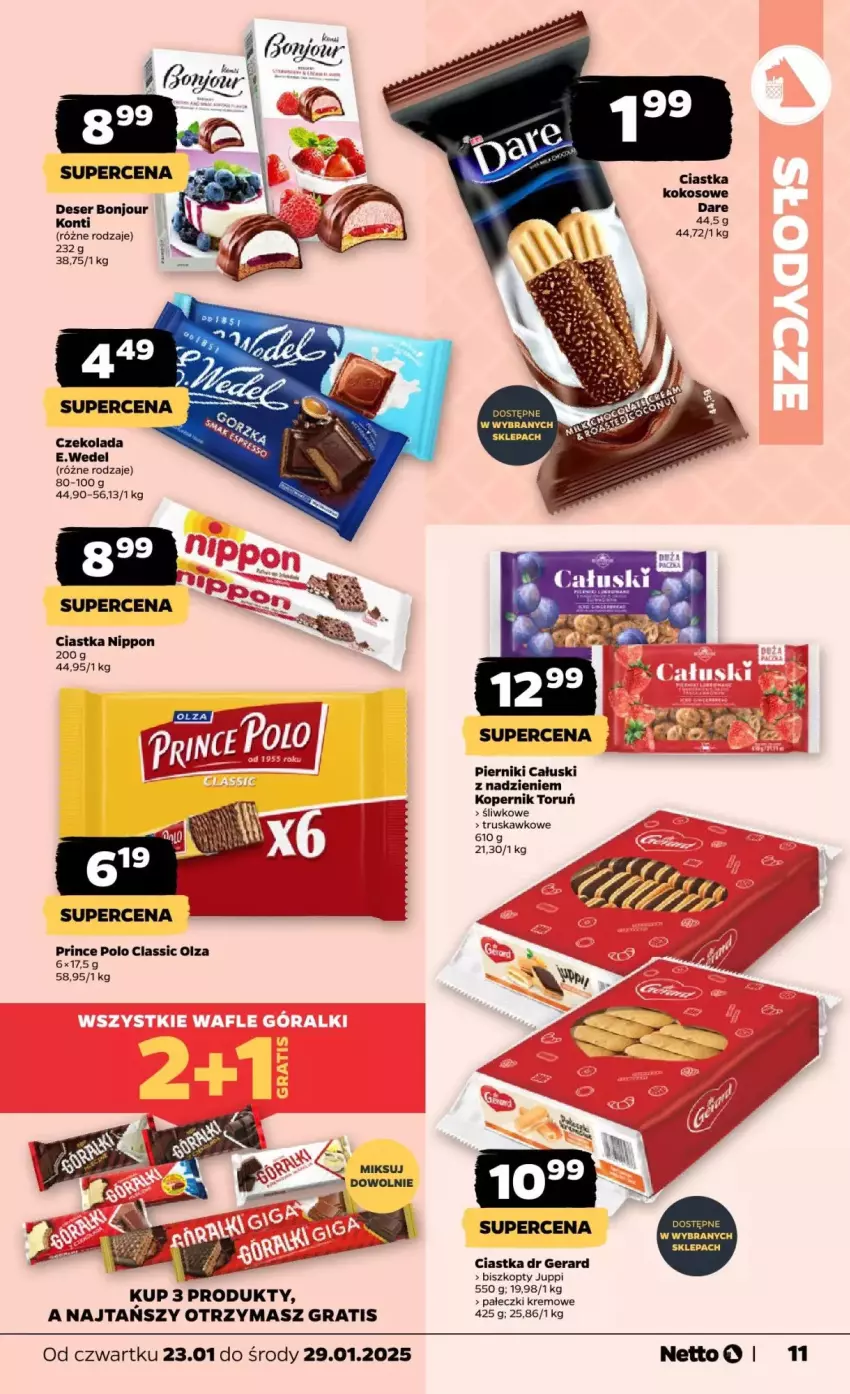 Gazetka promocyjna Netto - ważna 23.01 do 29.01.2025 - strona 3 - produkty: Biszkopty, Ciastka, Czekolada, Deser, Dr Gerard, Gra, Kokos, Piernik, Por, Prince Polo, Ser